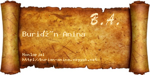 Burián Anina névjegykártya